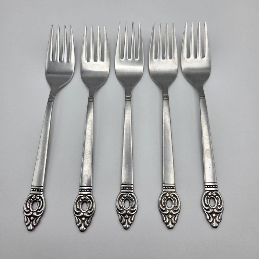 Set Of 5 Oneida/Rogers Danish Court Stainless Steel Salad Forks